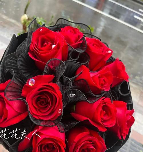 19支玫瑰黑纱花束视频讲解图片